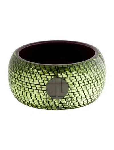 Pre-owned Lanvin Resin Bangle Bracelet, 8" In Green/red