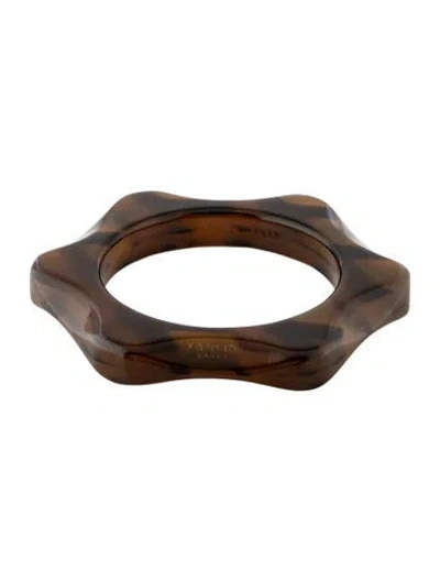 Pre-owned Lanvin Resin Geometric Bangle Bracelet, 8.25" In Brown