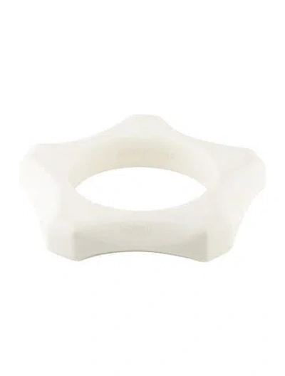 Pre-owned Lanvin Resin Geometric Bangle Bracelet, 8.25" In White