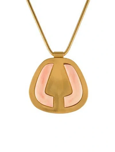 Pre-owned Lanvin Resin Pendant Necklace, 16.75" In Pink