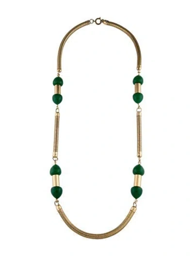 Pre-owned Lanvin Resin Station Necklace, 35.25" In Green