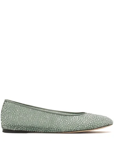 Lanvin Rhinestone-embellished Ballet Flats In Green