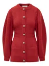 Lanvin Knitted Cardigan With Jeweled Buttons In Red