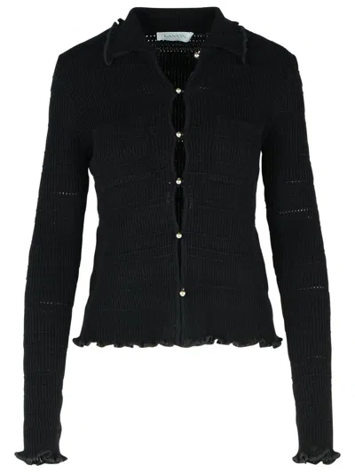 LANVIN RIBBED BUTTONED CARDIGAN
