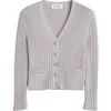 Lanvin Ribbed Cardigan In Viscose In Gray
