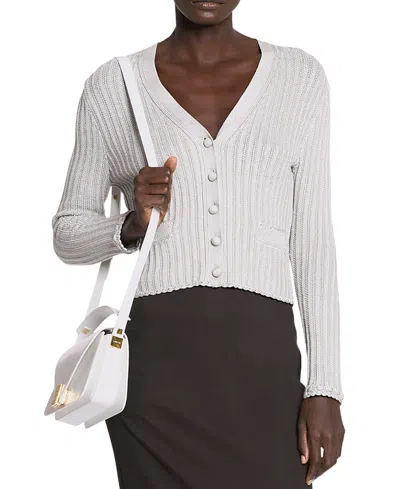 Lanvin Ribbed Cardigan In Viscose In White