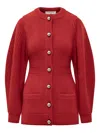 Lanvin Knitted Cardigan With Jeweled Buttons In Red