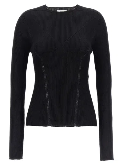 Lanvin Ribbed Cashmere Blend Sweater In Black