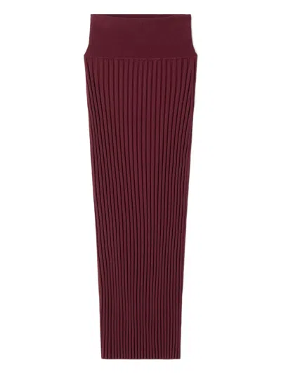 Lanvin Ribbed Elasticated-waistband Midi Skirt In Red