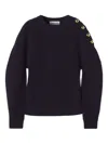 Lanvin Ribbed-knit Button-detail Sweat In Black