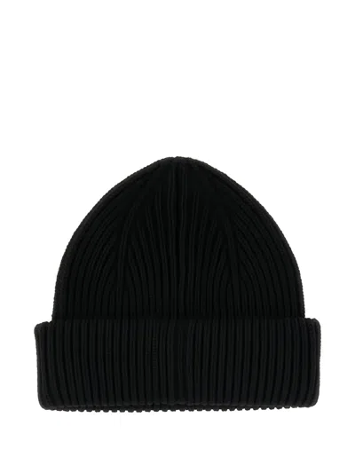 Lanvin Ribbed-knit Wool Hat In Black