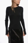 Lanvin Ribbed Lightweight Crew-neck Sweater In Black