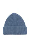 Lanvin Ribbed-logo Beanie Hat In Blue