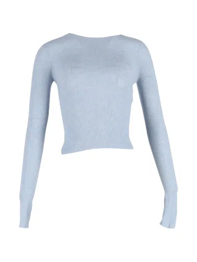 Pre-owned Lanvin Ribbed Long-sleeve Sweater In Blue