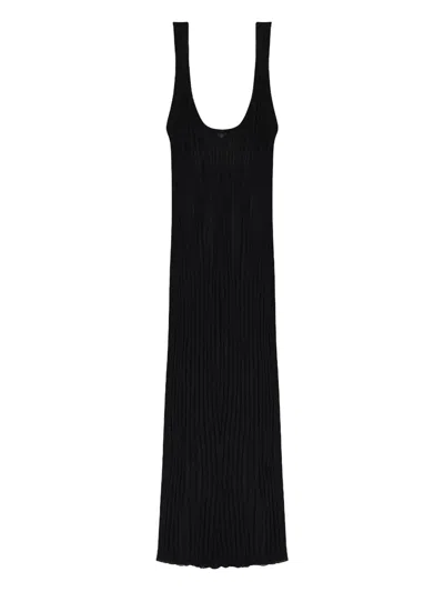 Lanvin Ribbed Sleeveless Midi Dress In Black