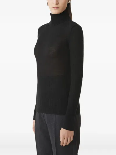 Lanvin Ribbed Turtleneck Sweater In Black