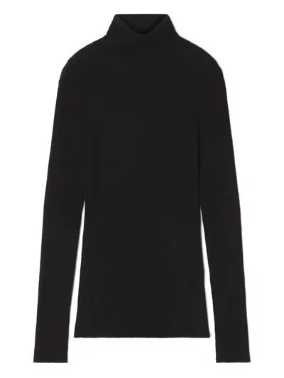 Lanvin Ribbed Turtleneck Sweater In Black