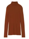 Lanvin Turtleneck Sweater In Merino Wool And Silk In Brown