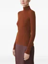 Lanvin Merino Wool And Silk Turtleneck Sweater In Brown