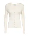 Lanvin Ribbed V-neck Cardigan In White