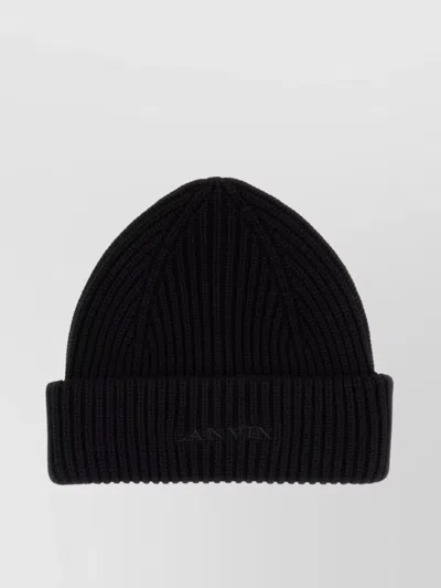 Lanvin Ribbed Wool Beanie Hat