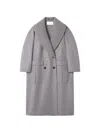 Lanvin 골지 칼라 더블 브레스티드 코트 In Gray