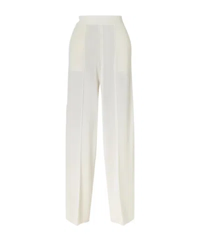 Lanvin Ribbed-knit Wide-leg Pants In White