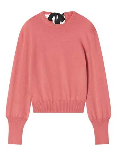 Lanvin Ribbon-detail Crew-neck Sweater In Pink