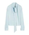 Lanvin Satin Top Sleeves Bow Detail In Blue