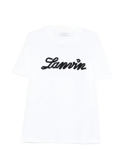 Lanvin Logo Embroidery Crew Neck Short Sleeve T Shirt In White