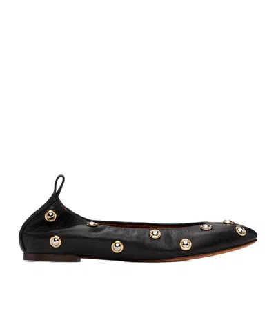 Lanvin Rivet Lifting Ring Ballet Shoes In Black
