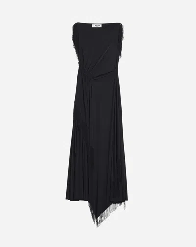 Lanvin Dressing Gown Brodee Sans Manches Pour Femme In Black