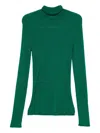 Lanvin Roll-neck Ribbed Sweater In Green