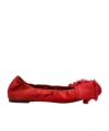 Lanvin Satin Bow Ballerina Shoes In Red