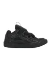 Lanvin Curb Grain Lace-up Sneakers In Black