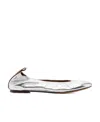 Lanvin Silver Leather Ballet Shoes In White