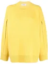 Lanvin Women's Round Neck Cocoon Cape Jumper Sweater In Yellow