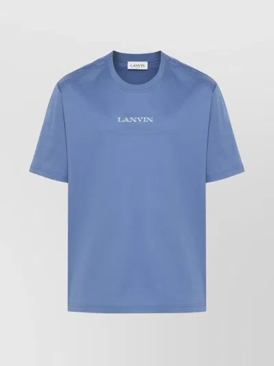 Lanvin Logo-embroidered Cotton T-shirt In Blue