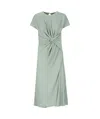 Lanvin Green Robe Viscose Midi Dress In Gray