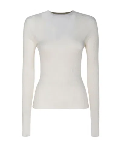 Lanvin Round Neck Long-sleeved Sweater In White