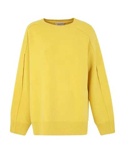 Lanvin Round-neck Long-sleeved Sweater In Yellow