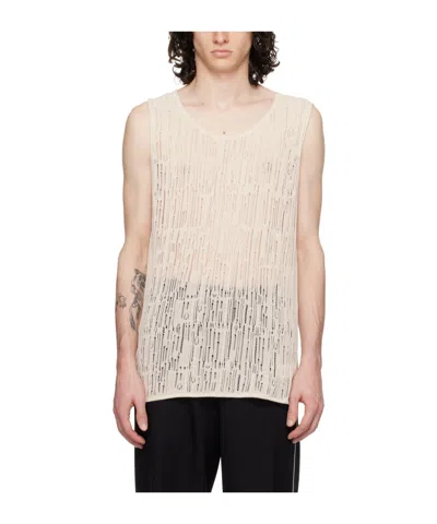 Lanvin Off-white Distressed Tank Top In 02 Ecru