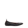 Lanvin Elasticated Leather Ballerina Shoes Round Toe In Black