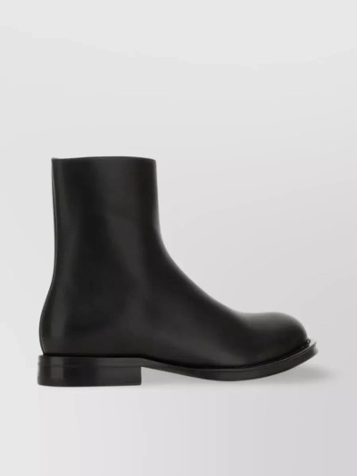 LANVIN ROUND TOE LEATHER ANKLE BOOTS