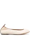 Lanvin The Nappa Leather Logo Ballerina Flat In Neutrals