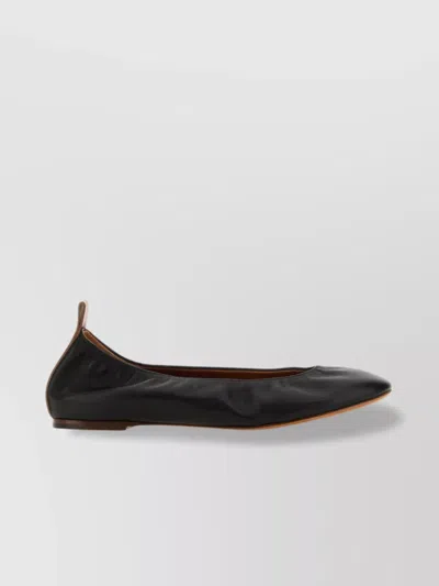 LANVIN ROUND-TOE LEATHER BALLET FLATS