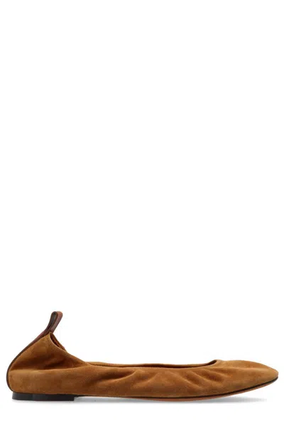 Lanvin Leather Ballerina Shoes In Brown