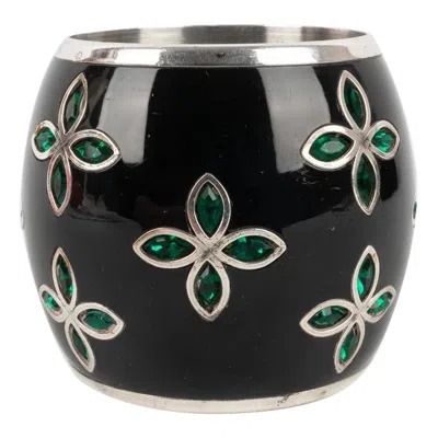 Pre-owned Lanvin Rounded Metal Cuff Bracelet With Black Background