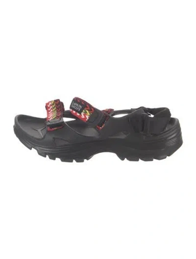 Pre-owned Lanvin Rubber Graphic Print Sandals In Black