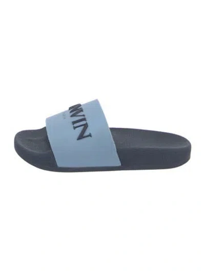 Pre-owned Lanvin Rubber Graphic Print Slides In Blue